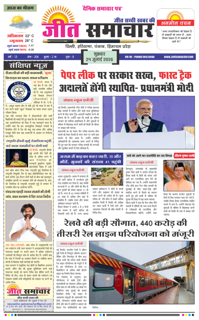 Jeet Samachar E-Paper Today 24 July 2026 आज का जीत समाचार ई-पेपर